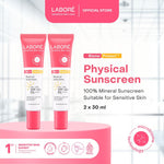 Labore Physical Sunscreen SPF 50 PA ++++  Bundle Twinpack (2 x 30 ml) - Sunscreen Wajah  Non-Comedogenic untuk Kulit Sensitive, Perlindungan dari Sinar UVA dan UVB