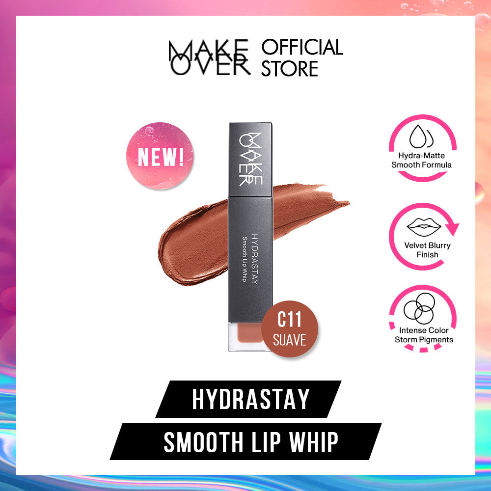 MAKE OVER Hydrastay Smooth Lip Whip - Lipcream Untuk Bibir Kering Smooth Ringan Lembab Lembut Base Ombre Nude Luxurious Velvet Lipstick Lip Cream Soft Blurring Comfort Make Up BEST SELLER Lebaran Raya
