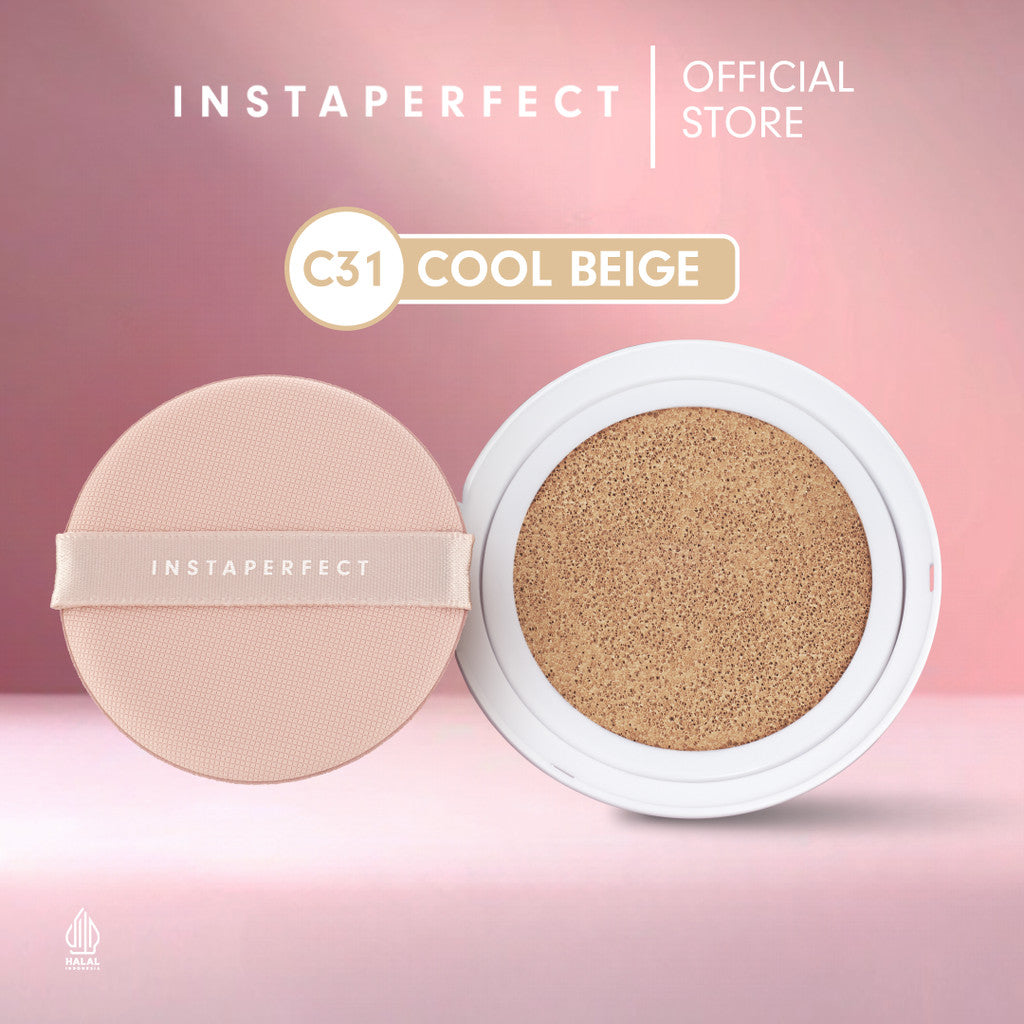 Simple Complexion Set Bundle- Instaperfect Refill Matte Fit Powder Foundation 13 g - Refill Bedak (Real Skin Cover Setter, Smooth Matte Finish, SPF 20 PA+++) &  Refill Skincover Air Cushion 11 g - Bundle Make Up Wajah