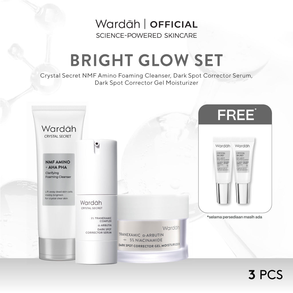 WARDAH Paket 3 Pcs [Gel Moisturizer, Face Wash, dan Serum/Toner] - Bright Radiant, Bright Glowing, Calm Acne, Hydrated Plump, Nature Daily, Renew You, Lightening, Nature Daily Cica Aloe - Skincare