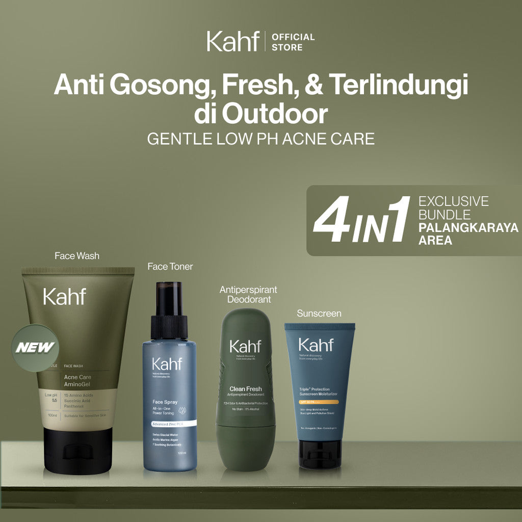 [EXCLUSIVE BUNDLE FOR PALANGKARAYA AREA] Kahf 4in1 Paket Anti Gosong, Fresh, & Terlindung di Outdoor (Face Wash + Toner + Sunscreen + Deodorant) - Suitable for Daily Use