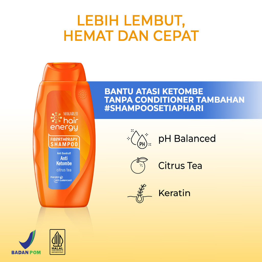 Makarizo Hair Energy Fibertheraphy Shampoo Anti Dandruff Citrus Tea 170mL