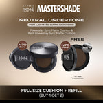 [HARGA TERMURAH! BUY 1 GET 2] MAKE OVER Powerstay Sync Matte Cushion + REFILL  - Smart AI Matte Cushion High Coverage Zero Oxidation Oil Control Foundation Compact Makeup Concealer Skin Tint long lasting time less stain with euphoria