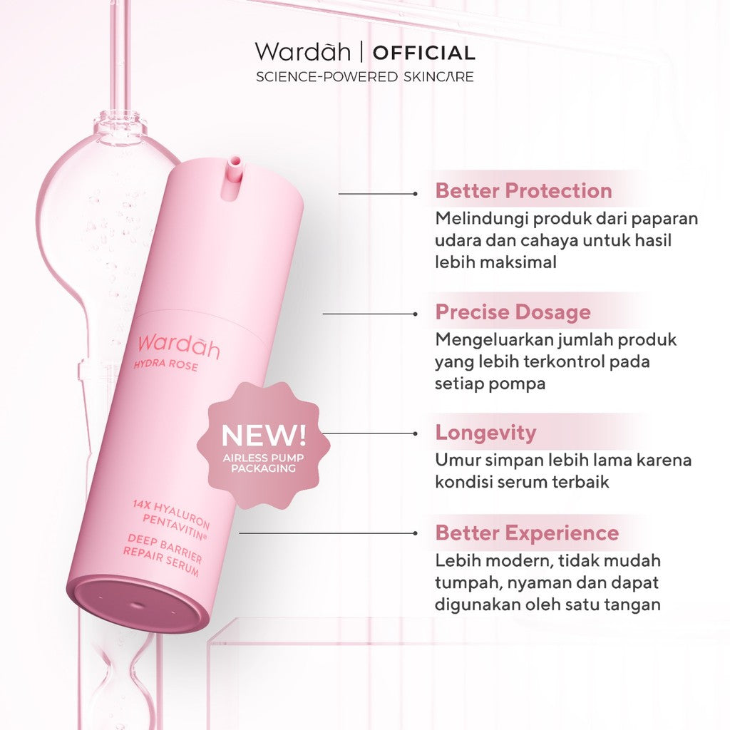 WARDAH Hydra Rose 14X Hyaluronic Pentavitin Deep Barrier Repair Serum 30 ml - Serum dengan Allantoin - Perawatan Wajah untuk Kulit - Resilient Skin - Skincare