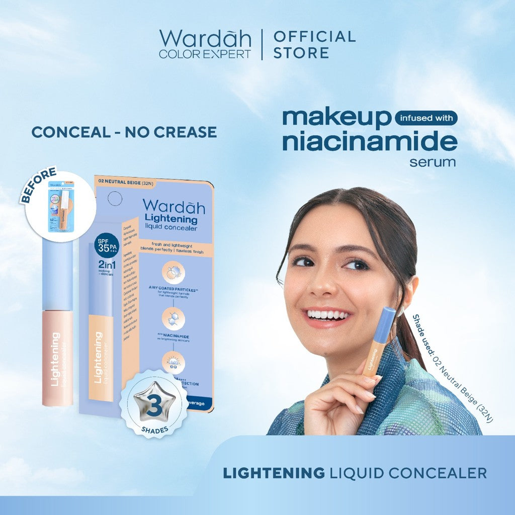 [FLASH SALE SBD] WARDAH Lightening Liquid Concealer 6g - Medium to High Coverage dalam Formula Extra Ringan yang Mengandung SPF 35 PA+++ dan Serum Niacinamide Untuk Hasil Makeup Flawless dan Cerah - Makeup