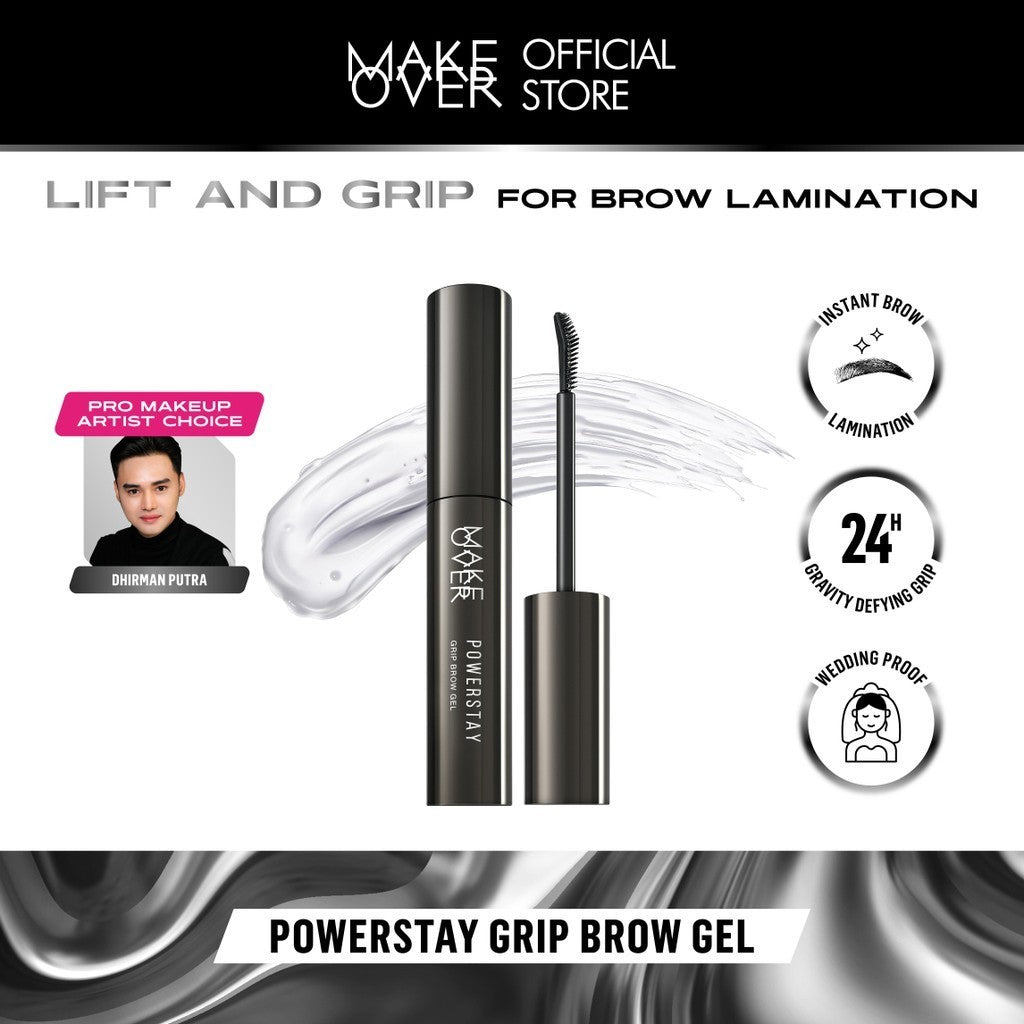 Make Over Powerstay Grip Brow Gel 5.5 g - Brow Pomade, Browcara, Eyebrow Gel, Waterproof Lebaran Raya