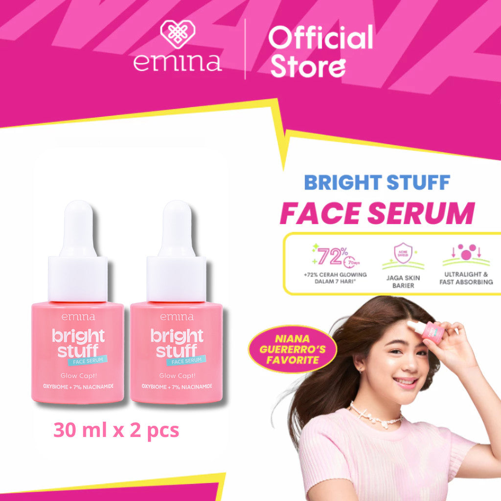 Emina Serum Series - 2% Niacinamide Brightening Mencerahkan Mengurangi Flek Menghaluskan Kulit Meratakan Warna Skincare Kulit Memudarkan Jerawat Perawatan Kulit Cerah Glowing Samarkan Dark Spot BHA Zinc dan Hempas Kulit Kusam emina official store