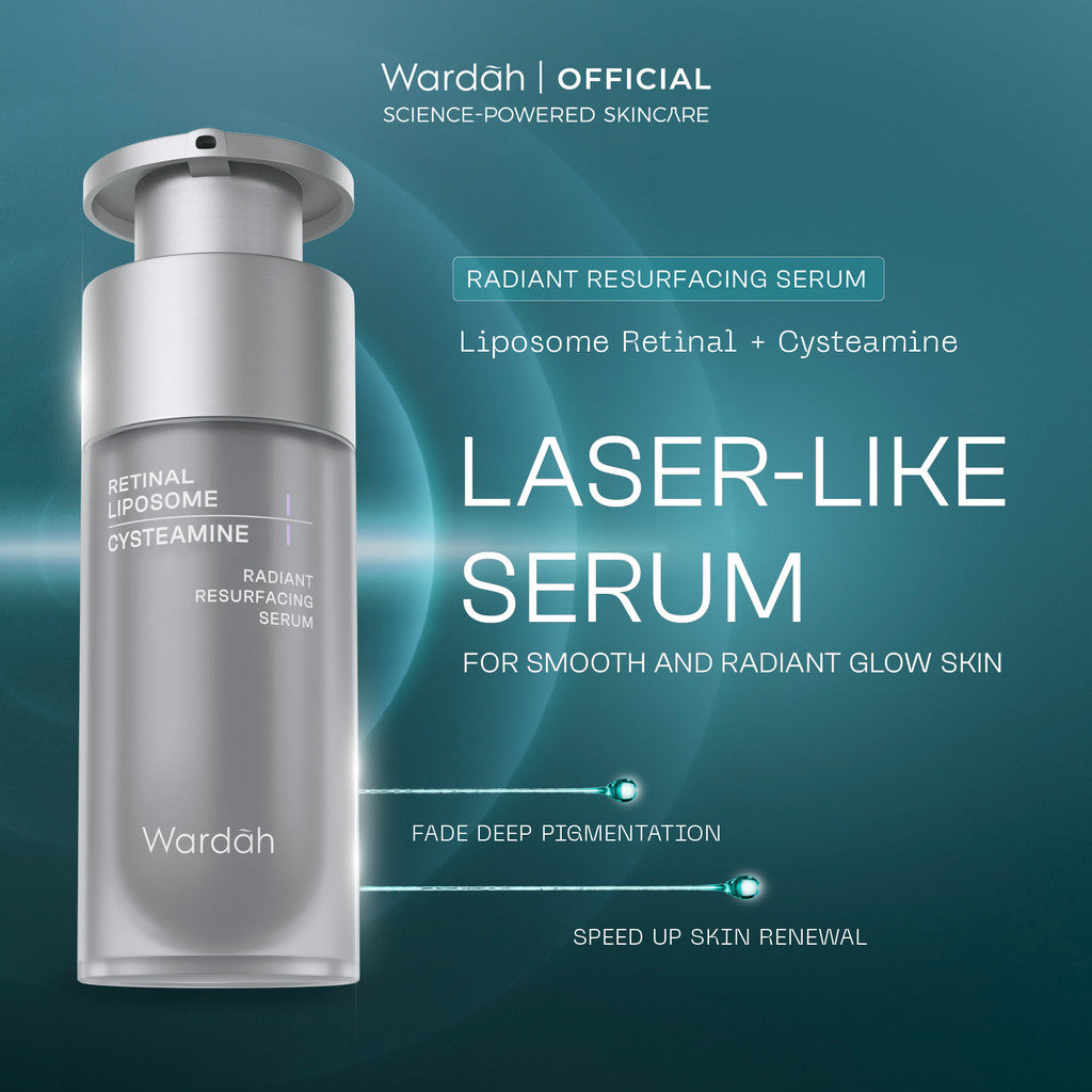 [SASHFIR PICKS!] Wardah Radiant Resurfacing Retinal Cysteamine Serum 30 ml - Serum Pencerah, Penghilang Kerutan, Retinol, Laser Effect, Renewal, Peeling - Skincare