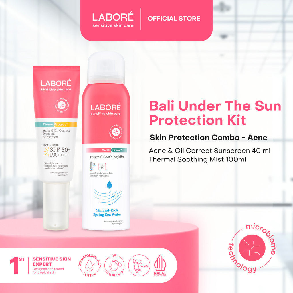 LABORÉ Skin Protection Combo Package (Physical Sunscreen 30ml, Thermal Shooting Mist 100ml) - Paket Sunscreen dan Face Mist  untuk Kulit Sensitif dan Kering