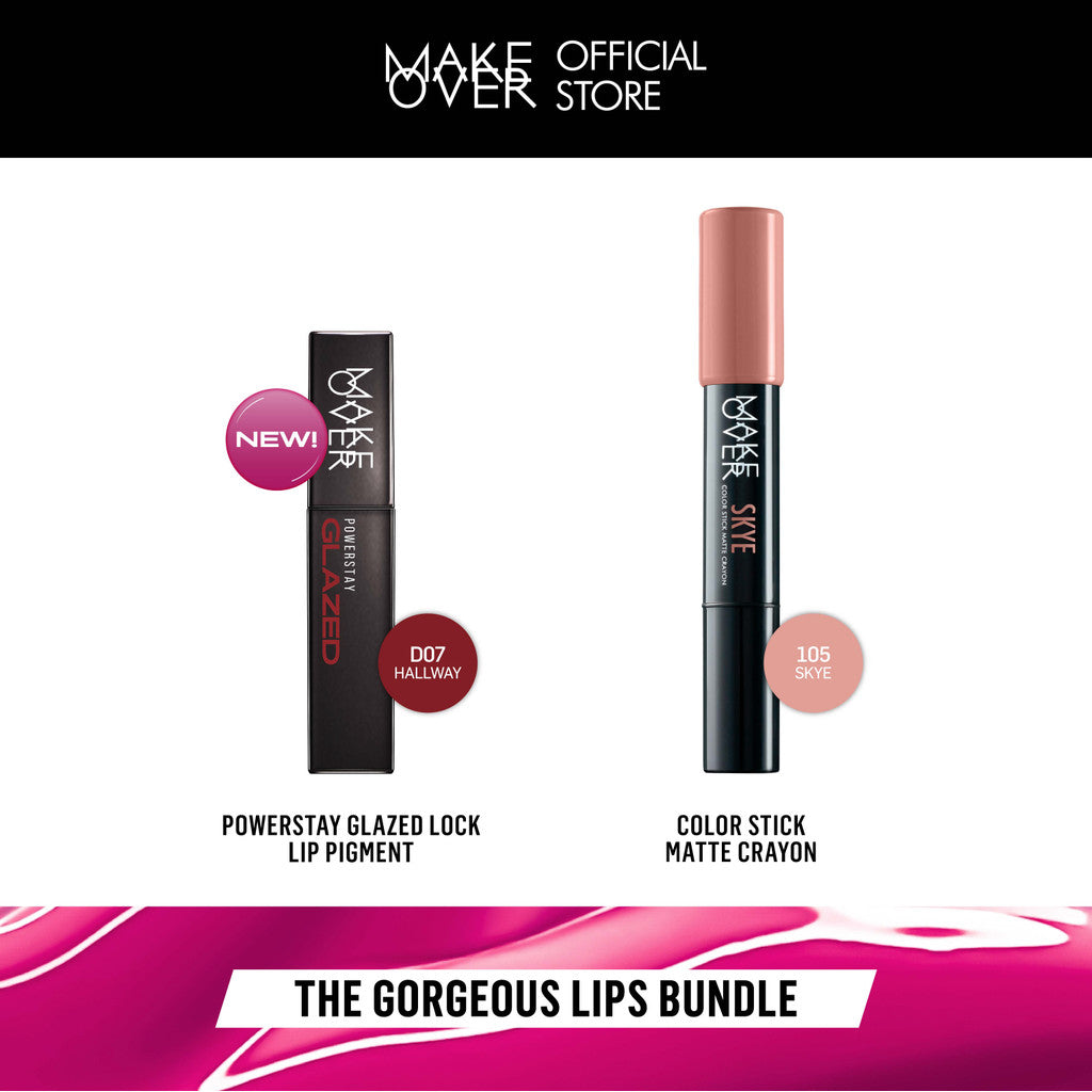 [SPECIAL 11.11] MAKE OVER Gorgeous Lips Bundle : Glazed Lock Lip Pigment + Color Stick Matte Crayon 105 Skye - NIKI Glazed Paket Ombre Lips Matte Crayon dan Lip Gloss LipCream Lipstick Tahan Lama Ringan