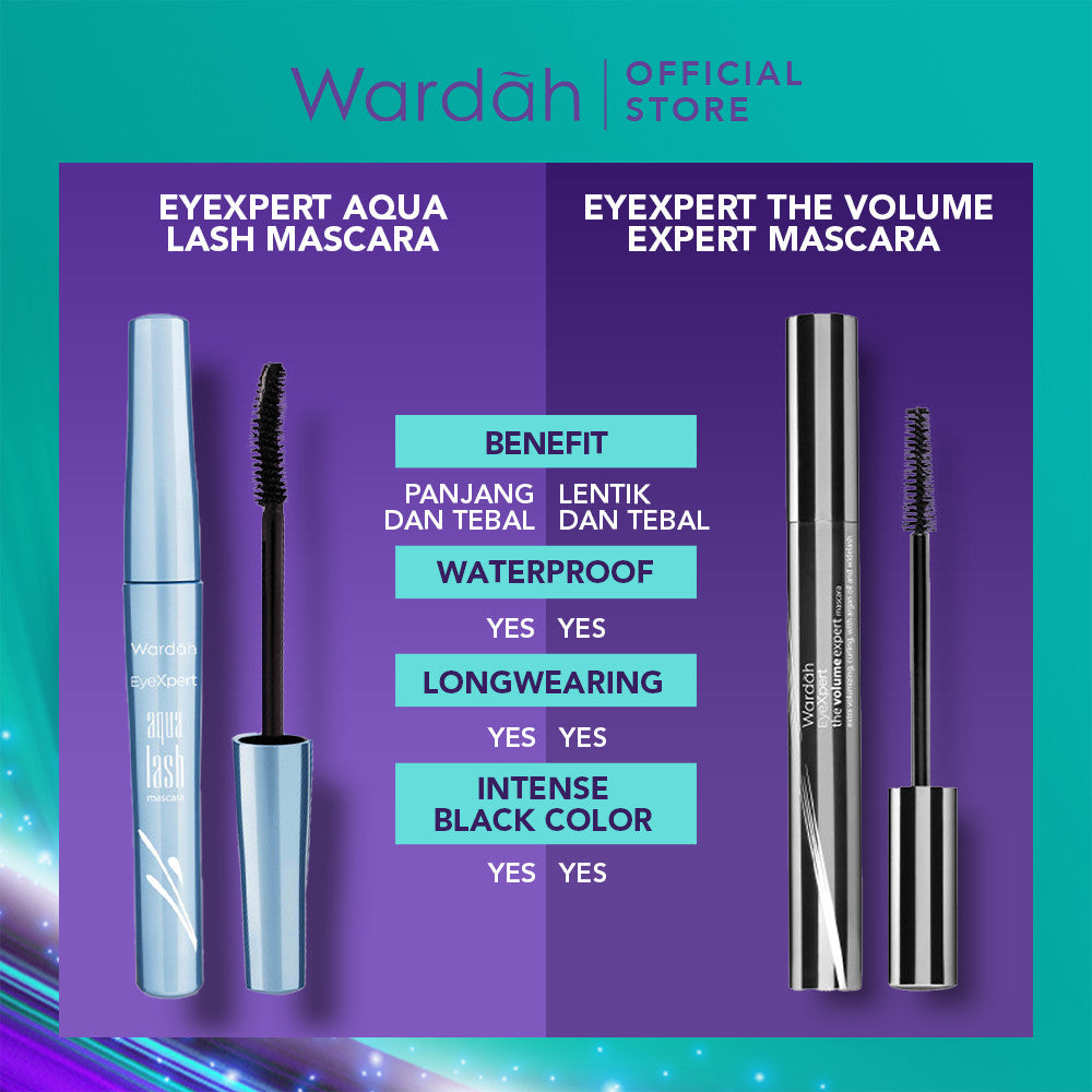 [BUY 3 125K!] WARDAH EyeXpert Aqua Lash Mascara - Bulu Mata Tebal Panjang Cepat Kering - Warna Intense dan Waterproof - Mudah Digunakan Dengan Hasil Natural - Makeup