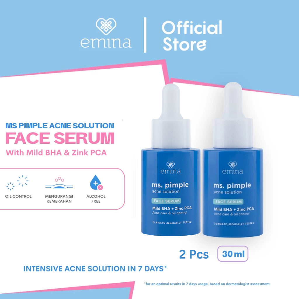 Emina Serum Series - 2% Niacinamide Brightening Mencerahkan Mengurangi Flek Menghaluskan Kulit Meratakan Warna Skincare Kulit Memudarkan Jerawat Perawatan Kulit Cerah Glowing Samarkan Dark Spot BHA Zinc dan Hempas Kulit Kusam emina official store