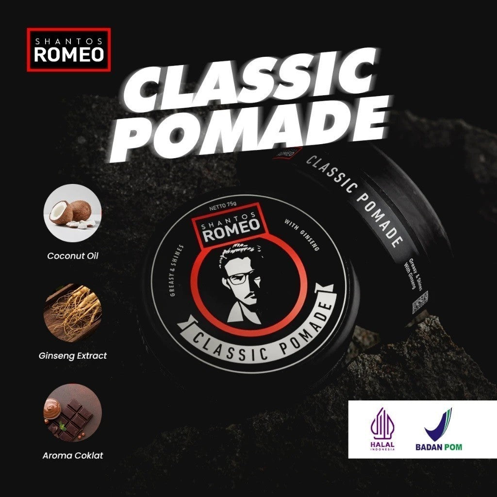 SHANTOS ROMEO Classic Pomade Oil Based / Minyak Rambut Pria