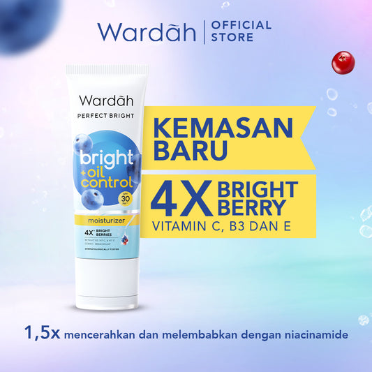 WARDAH Perfect Bright Moisturizer Bright + Oil Control SPF 30 PA+++ 20 ml - Pelembab untuk Kulit Normal Cenderung Berminyak - Mencerahkan Dengan Hasil Matte - Skincare