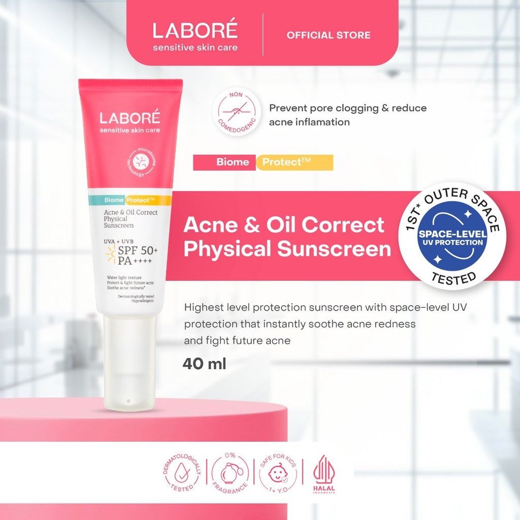 [Creator Picks] [Best Sunscreen by US Dermatologist] Labore Acne Oil Correct Physical Sunscreen SPF50 PA 40ml - Acne-Sunscreen Pertama Perlindungan Terkuat dari Sinar UVA UVB - 40ml