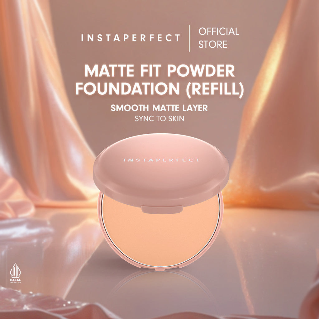 Simple Complexion Set Bundle- Instaperfect Refill Matte Fit Powder Foundation 13 g - Refill Bedak (Real Skin Cover Setter, Smooth Matte Finish, SPF 20 PA+++) &  Refill Skincover Air Cushion 11 g - Bundle Make Up Wajah