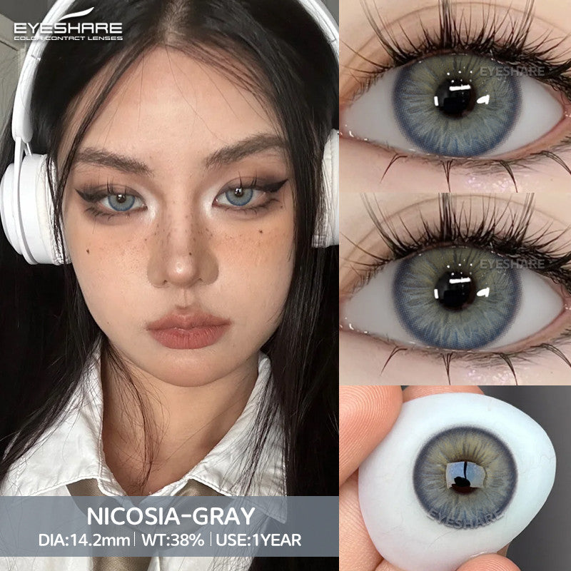 Eyeshare Softlens Nicosia Blue 1Pasang Lensa Kontak Soft Softlen Gray  14.2mm