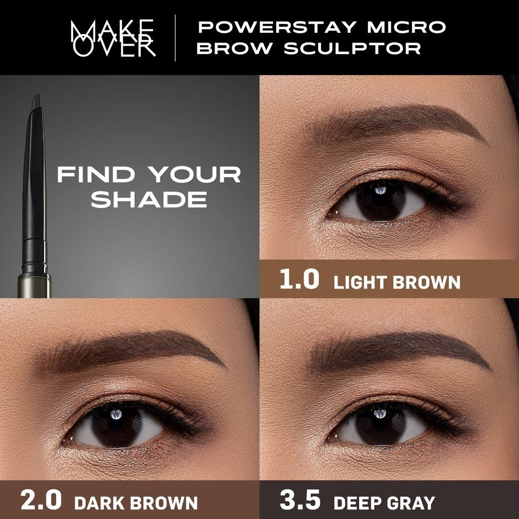 Make Over Powerstay Micro Brow Sculptor 0.07 g - Alis Serat, Tahan Lama, Pensil Alis Waterproof