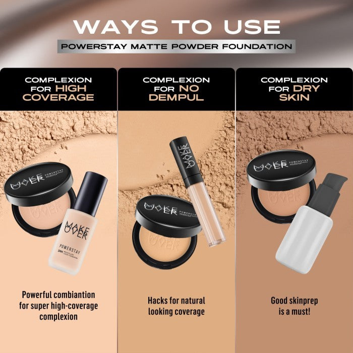 [SPECIAL 11.11] MAKE OVER 24H Smooth Flawless Bundle : Powerstay Weightless Liquid Foundation + Powerstay Matte Powder Foundation - Paket Complexion Face Makeup Bedak Tahan Lama