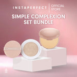 Simple Complexion Set Bundle- Instaperfect Refill Matte Fit Powder Foundation 13 g - Refill Bedak (Real Skin Cover Setter, Smooth Matte Finish, SPF 20 PA+++) &  Refill Skincover Air Cushion 11 g - Bundle Make Up Wajah