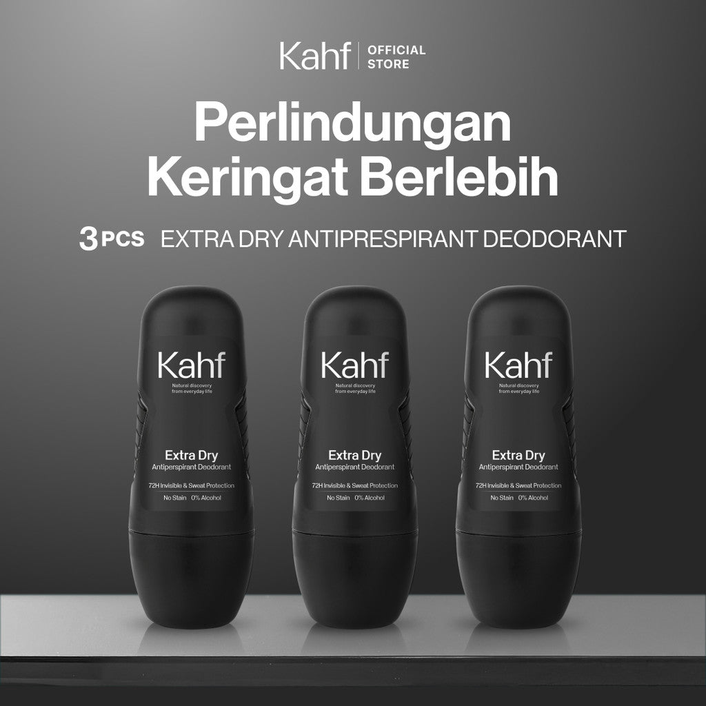 [SPECIAL 11.11 : B3G4 - KAHF BUNDLE 3IN1 PAKET DEODORANT] Triple Pack Kahf Deodorant Roll On Antiperspirant 45 ml - 3 pcs Deodoran Pria - Deo Anti Iritasi, Anti Bau, Fresh, Bebas Keringat, Wangi - Suitable for Daily Use