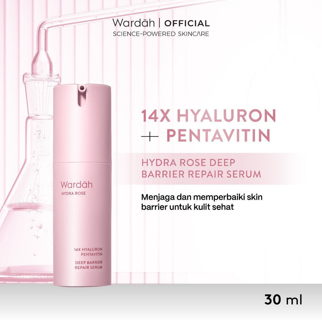 WARDAH Hydra Rose 14X Hyaluronic Pentavitin Deep Barrier Repair Serum 30 ml - Serum dengan Allantoin - Perawatan Wajah untuk Kulit - Resilient Skin - Skincare