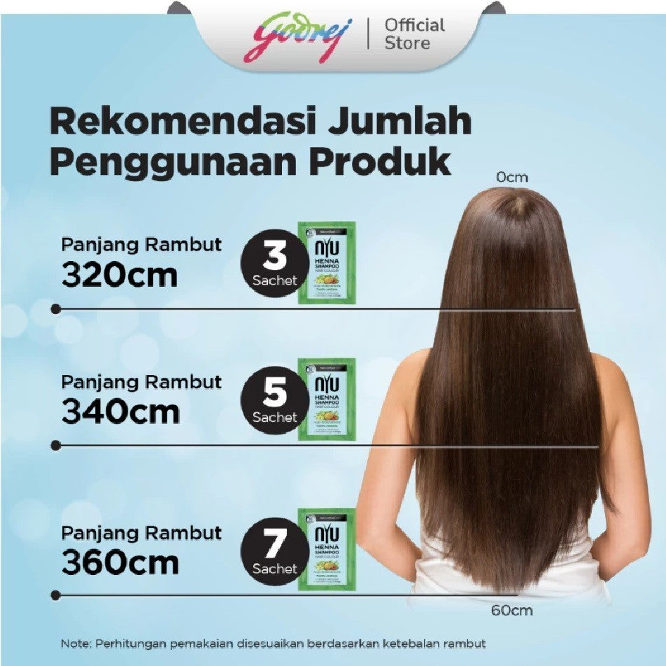 NYU Henna Shampoo Hair Colour SATUAN 20ml - Shampo Pewarna Rambut Free Sarung Tangan