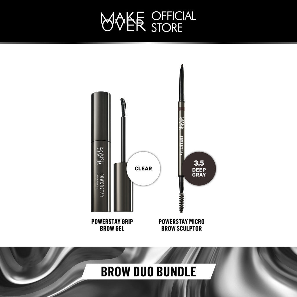 Make Over Duo Brow Bundle: Powerstay Grip Brow Gel + Micro Brow Sculptor