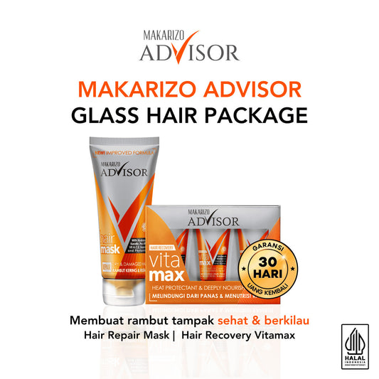 PAKET GLASS HAIR - Makarizo Advisor Hair Repair Mask 45mL + Hair Recovery Vitamax 8mLx3