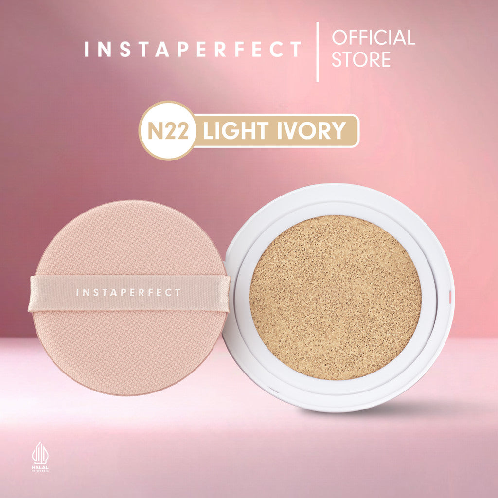Simple Complexion Set Bundle- Instaperfect Refill Matte Fit Powder Foundation 13 g - Refill Bedak (Real Skin Cover Setter, Smooth Matte Finish, SPF 20 PA+++) &  Refill Skincover Air Cushion 11 g - Bundle Make Up Wajah