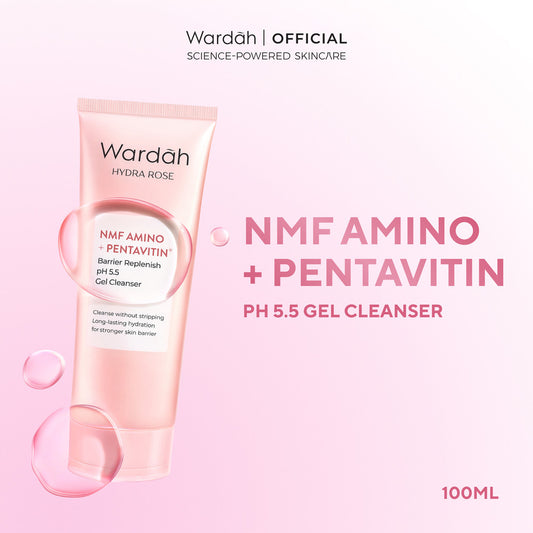 [FLASH SALE SBD] WARDAH Hydra Rose NMF Amino + Pentavitin Barrier Replenish pH 5.5 Gel Cleanser 100 mL - Sabun Cuci Muka Gentle Acid Mantle Expert -  Hydrating Foam yang Membersihkan dengan Gentle - Kulit Sehat dan Skin Barrier Terlindungi - Skincare