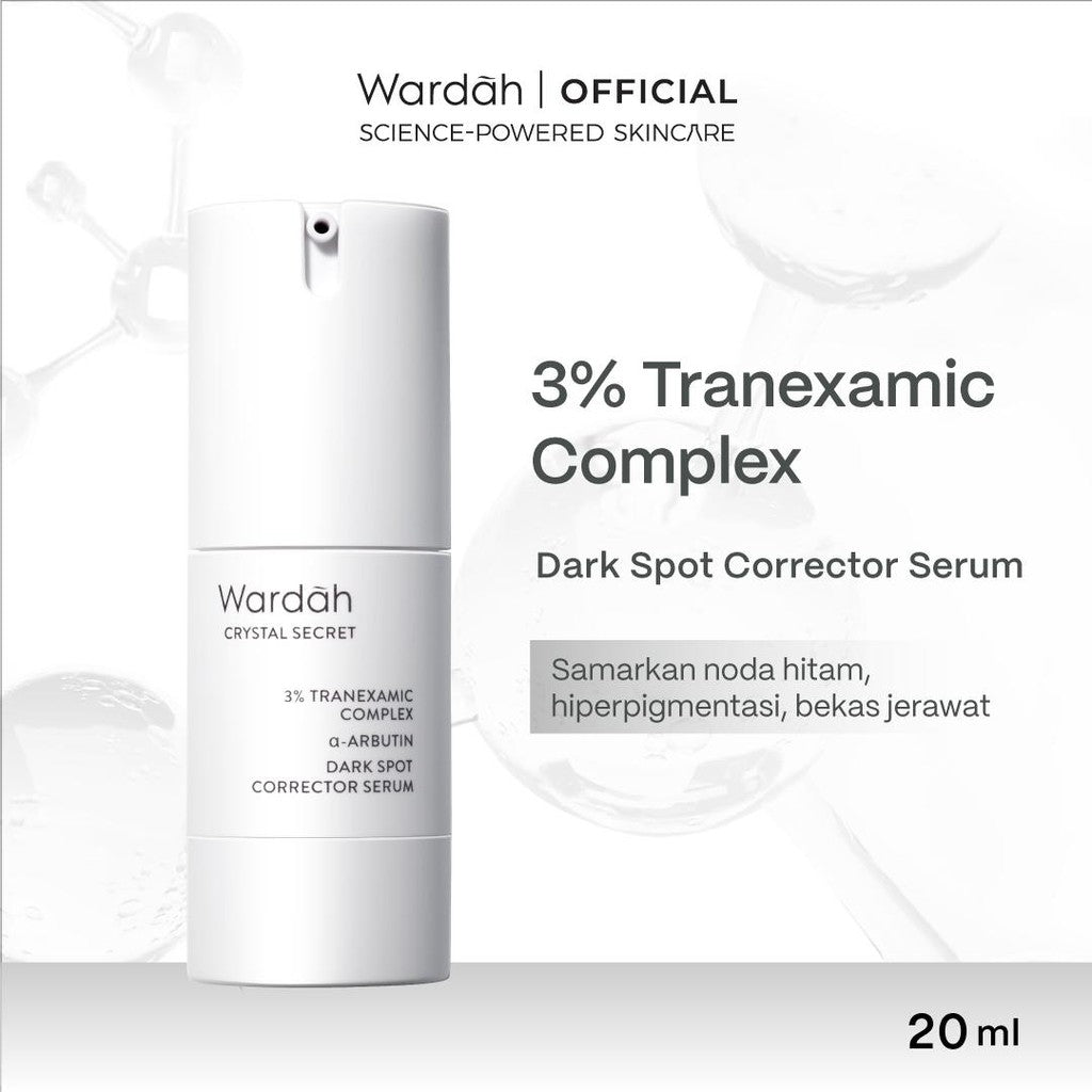 Wardah 3% Tranexamic Acid + Alpha Arbutin Crystal Secret Dark Spot Brightening Serum 20 ml - Serum Dengan Ekstrak Edelweiss Mencerahkan dan Menyamarkan Flek Hitam untuk Semua Jenis Kulit- Skincare