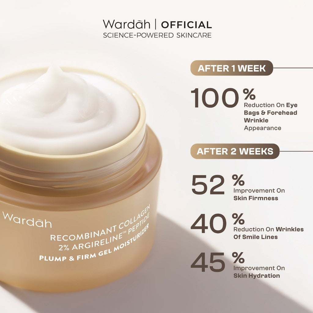 [TASYA FARASYA APPROVED!] Wardah Plump & Firm Recombinant Collagen + 2% Argireline Peptide Gel Moisturizer 30g - Pelembab Skin Care Wajah - Skincare