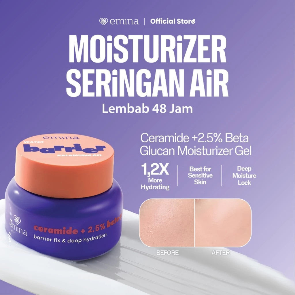 Emina Moisturizer All Series - Water Moisturizer Gel, Moisturizing Cream, GloRad+ Hyalucica Moisturizer Gel, Ms. Pimple Acne Moisturizing Gel - Moisturizer, Melembapkan, Mencerahkan, Memperbaiki Skin Barrier, Meredakan jerawat, Cocok Semua Jenis Kulit