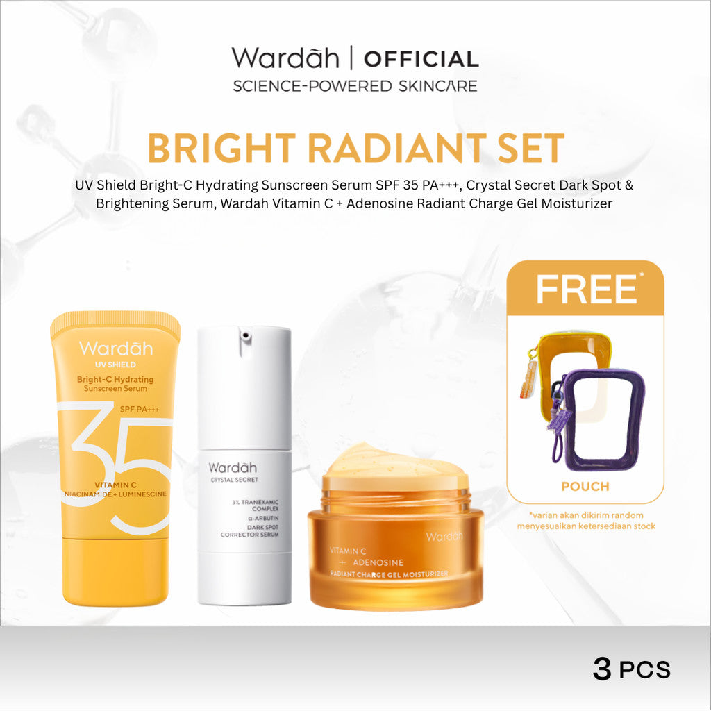 WARDAH Paket 3 Pcs [Gel Moisturizer, Face Wash, dan Serum/Toner] - Bright Radiant, Bright Glowing, Calm Acne, Hydrated Plump, Nature Daily, Renew You, Lightening, Nature Daily Cica Aloe - Skincare