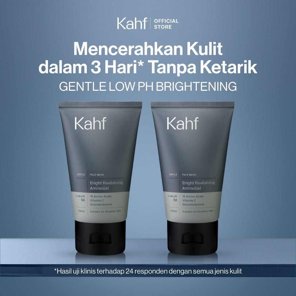 [SPECIAL 11.11 : B2G5 - KAHF BUNDLE 2IN1 PAKET FACIAL WASH] Complete Acne Care & Brightening Face Wash Pack 100 ml isi 2 pcs - Wajah Glowing, Cerah, Anti Ketarik, & Bebas Kusam - Bundle Perawatan Wajah Pria - Kombinasi Sabun Cuci Muka Sesuai Kondisi Kulit