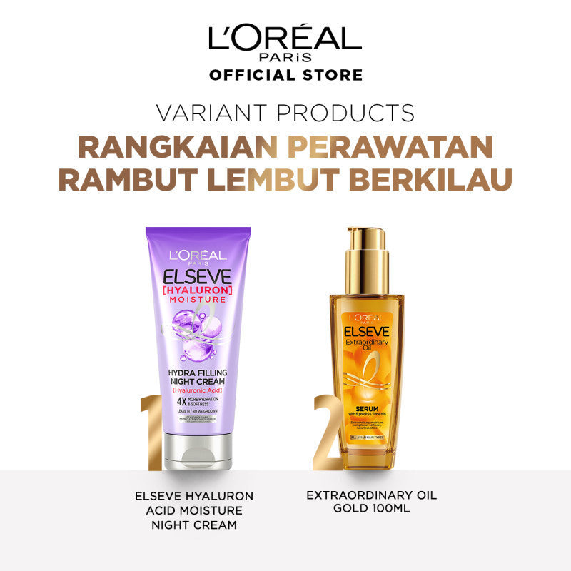 [BUY 1 GET 1] L'Oreal Paris Elseve Extraordinary Oil Gold Hair Serum & Hair Treatment Kit - Rambut Halus Berkilau dalam Satu Pemakaian - dari Bunga Istimewa Omega 3 - Perawatan Rambut Vitamin Rambut Twinpack 100ml Rambut Kering Kusam