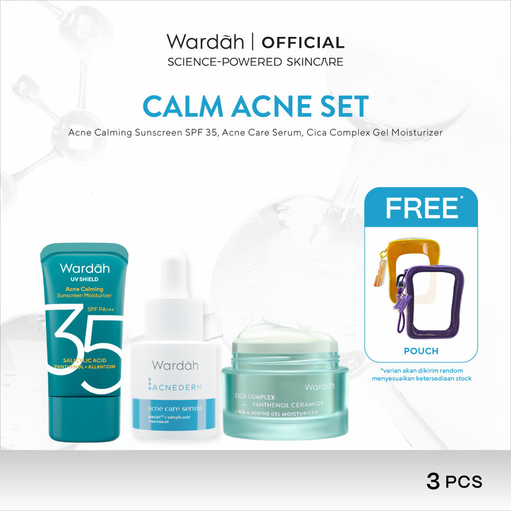 WARDAH Paket 3 Pcs [Gel Moisturizer, Face Wash, dan Serum/Toner] - Bright Radiant, Bright Glowing, Calm Acne, Hydrated Plump, Nature Daily, Renew You, Lightening, Nature Daily Cica Aloe - Skincare