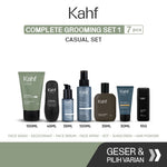 [KAHF BUNDLE 7IN1 PAKET PERAWATAN LENGKAP : WAJAH CERAH, ANTI KETARIK, & SIAP TAMPIL]  Paket Complete Grooming (Face Wash + Toner + Serum + Sunscreen Moisturizer + Deodorant + EDT + Pomade/Hair Powder) - Approved by Barber and Suitable for Daily Use