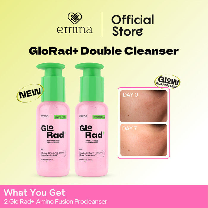 Emina GLORAD+ TWIN PACK- Serum,Cleanser and Eye Serum-Paket Skincare