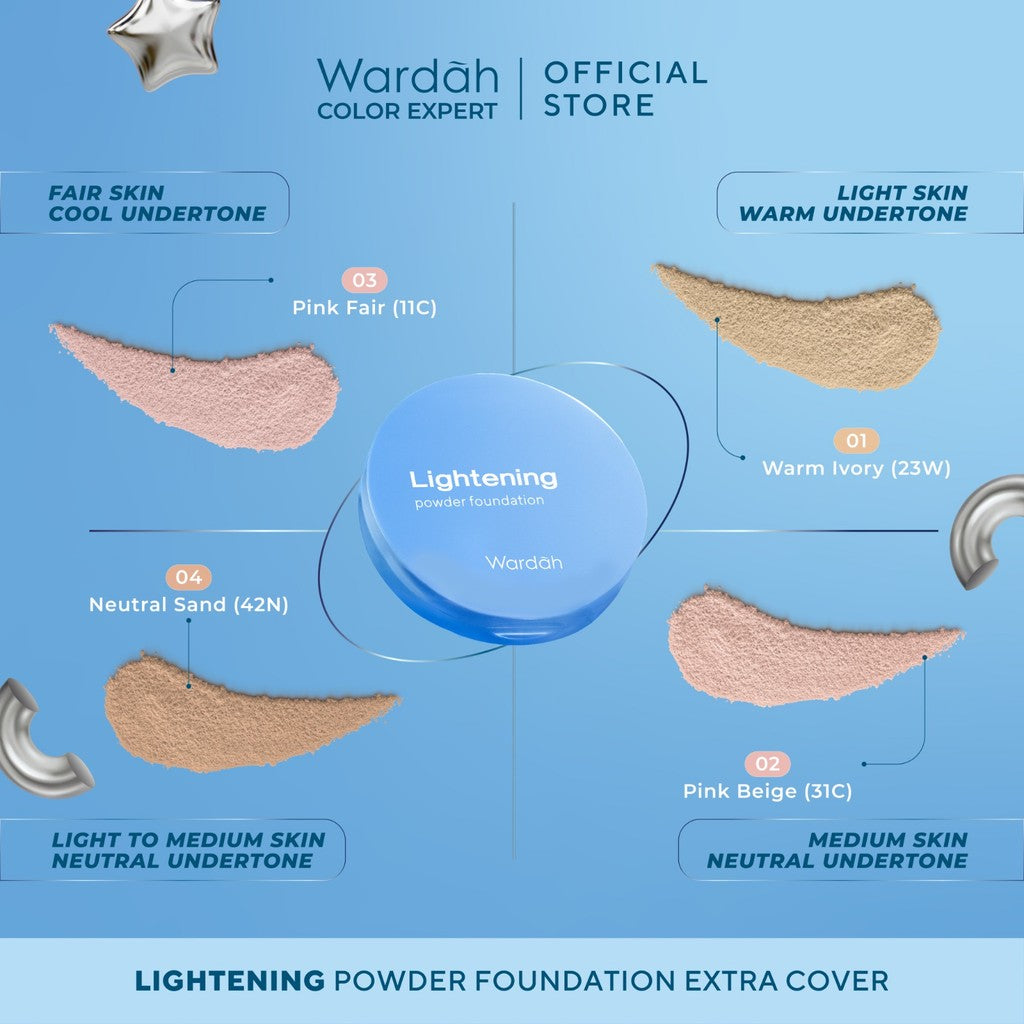 WARDAH Refill Lightening Powder Foundation Extra Cover 10 g - Two Way Cake - TWC Extra Cover - Bedak Padat Medium to High Coverage dengan SPF 22 PA dan Serum Niacinamide Untuk Hasil Makeup Flawless dan Cerah - Makeup - Cocok Dipakai dengan Cushion