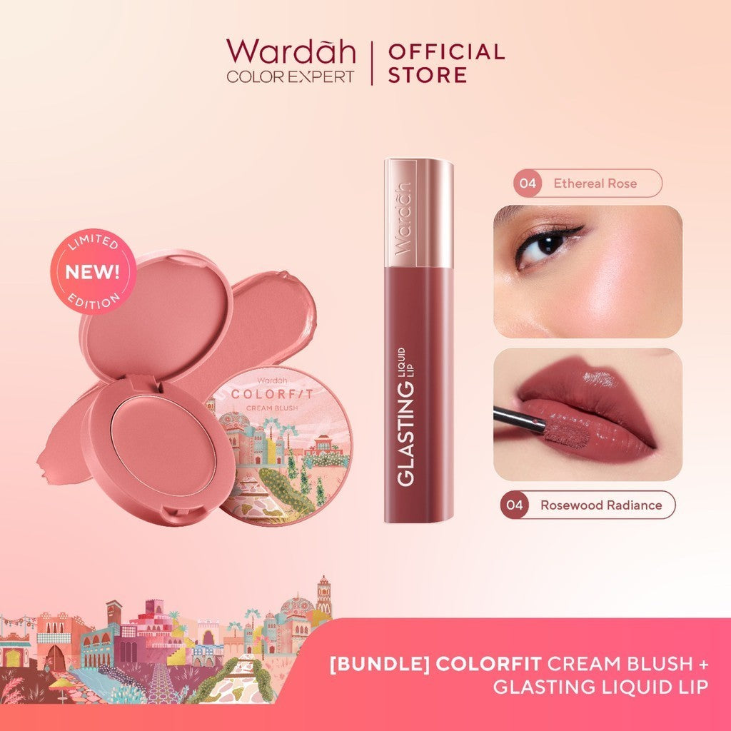 NEW Wardah Colorfit Cream Blush + Lip Glasting
