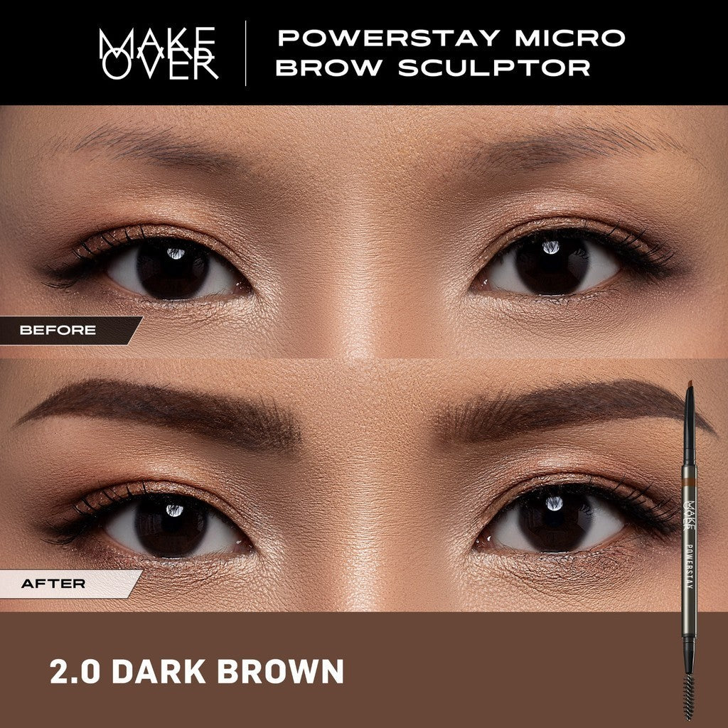 Make Over Powerstay Micro Brow Sculptor 0.07 g - Alis Serat, Tahan Lama, Pensil Alis Waterproof