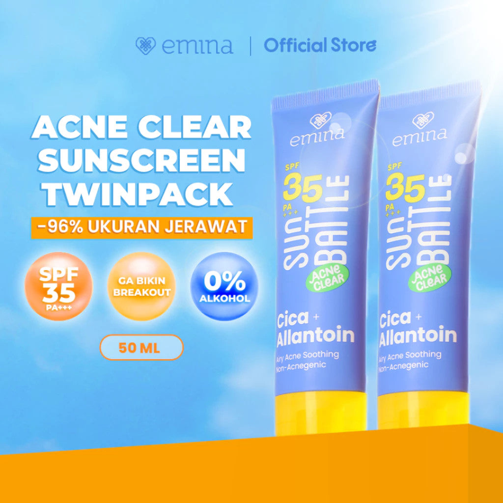 [SPECIAL 11.11] Emina Sunscreen All Series - Sun Battle Bright Glow SPF 35, Sun Battle SPF 50, Sunscreen UV Gel - Melindungi dari Sinar UV, Teruji In-Vivo, No-Whitecast, No-Comedogenic, Hydrating, Non-Acnegenic, Melembapkan, Mencerahkan, Cocok untuk Semua