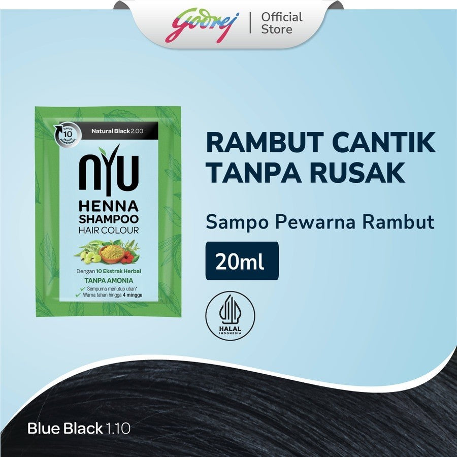 NYU Henna Shampoo Hair Colour SATUAN 20ml - Shampo Pewarna Rambut Free Sarung Tangan