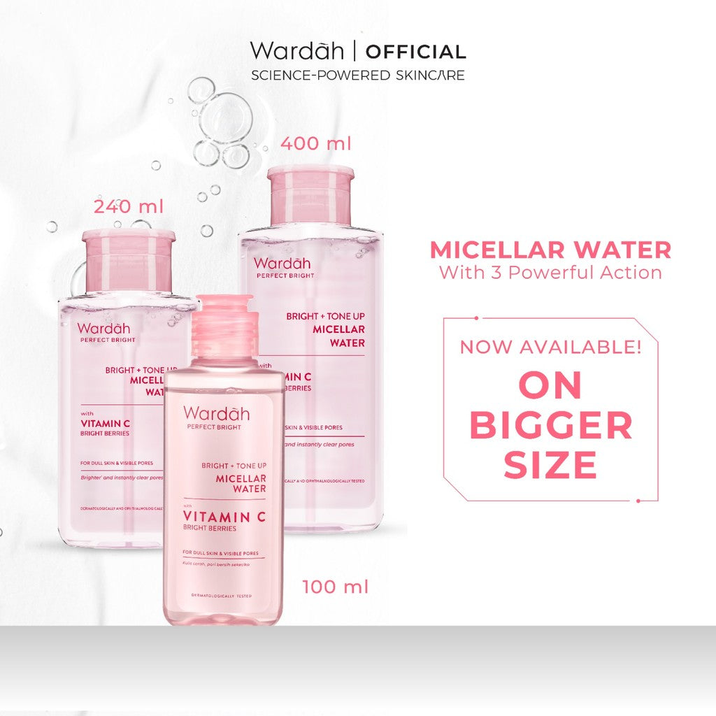 WARDAH Micellar Water (Perfect Bright, Nature Daily, Lightening Oil, Acnederm) - Pembersih Make Up Waterproof - Skincare