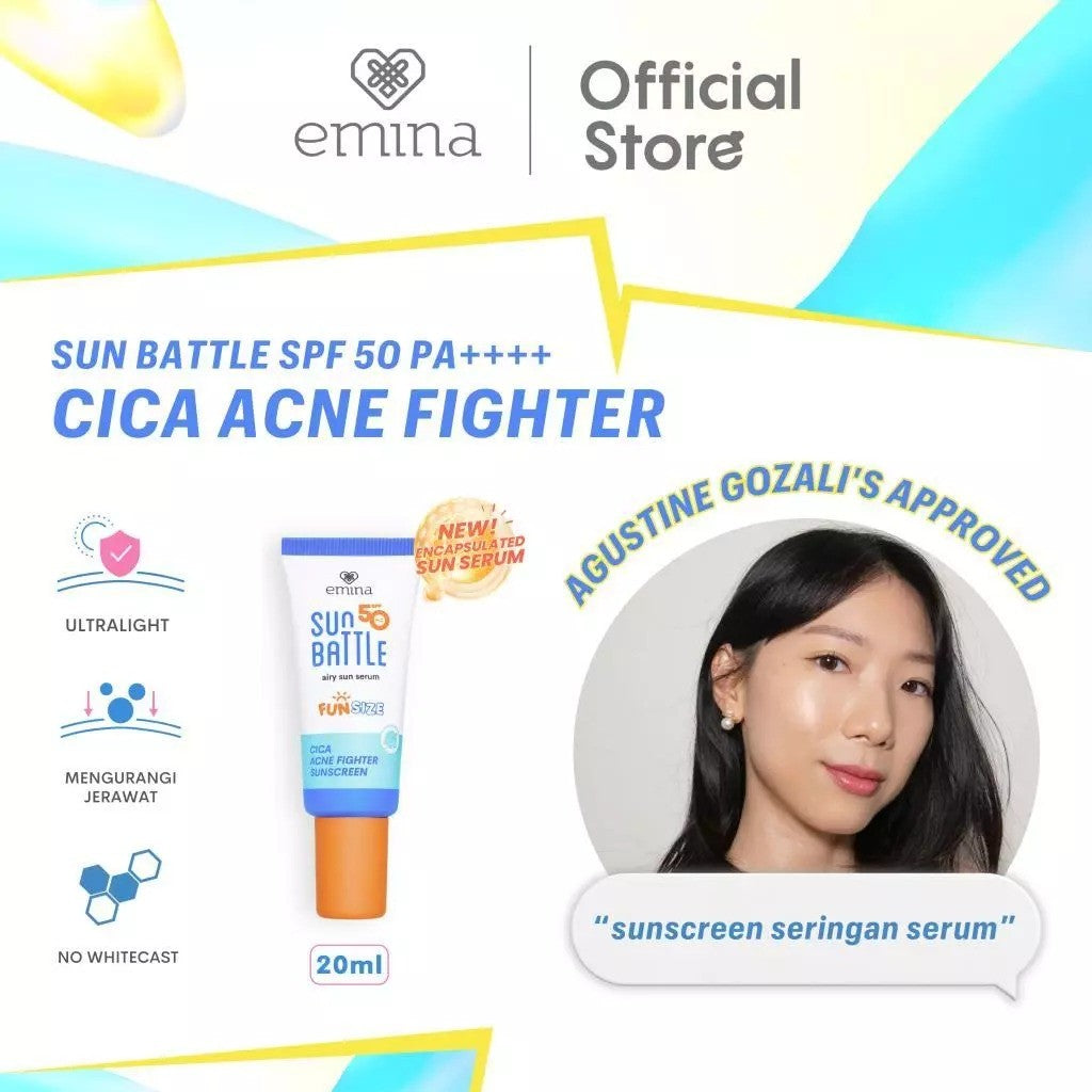 [SPECIAL 11.11] Emina Sunscreen All Series - Sun Battle Bright Glow SPF 35, Sun Battle SPF 50, Sunscreen UV Gel - Melindungi dari Sinar UV, Teruji In-Vivo, No-Whitecast, No-Comedogenic, Hydrating, Non-Acnegenic, Melembapkan, Mencerahkan, Cocok untuk Semua