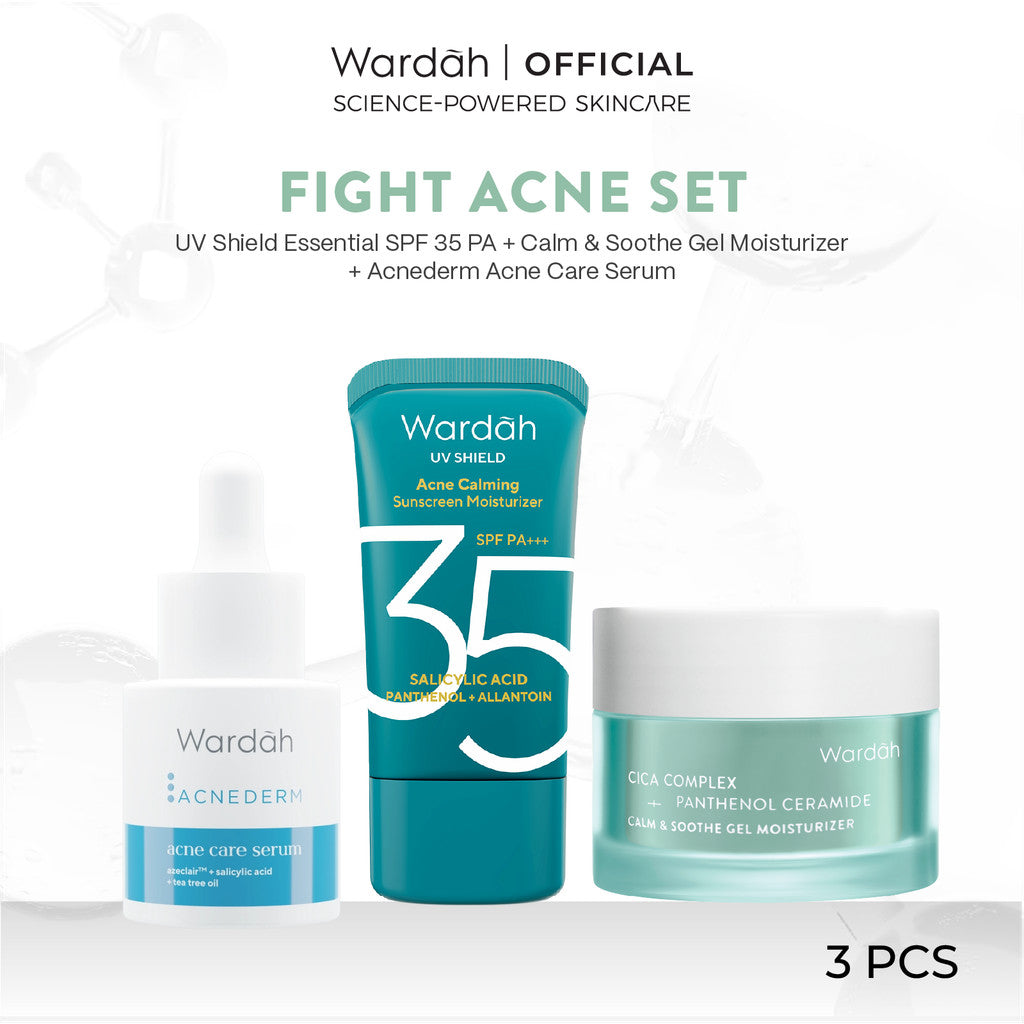 WARDAH UV Shield Acne Calming Sunscreen Moisturizer SPF 35 PA untuk komedo jerawat dan bekas jerawat kulit berminyak tekstur gel ringan mudah meresap Skincare