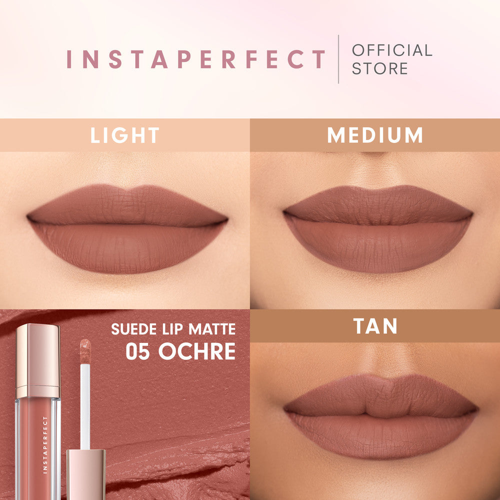 Instaperfect Layering Duo Set Bundle: Silk Touch Blusher + Suede Lip Matte  (MLBB Nude Lip Cream, Cover Blurry, Transfer Resistant, Enhancing)- Paket Make Up