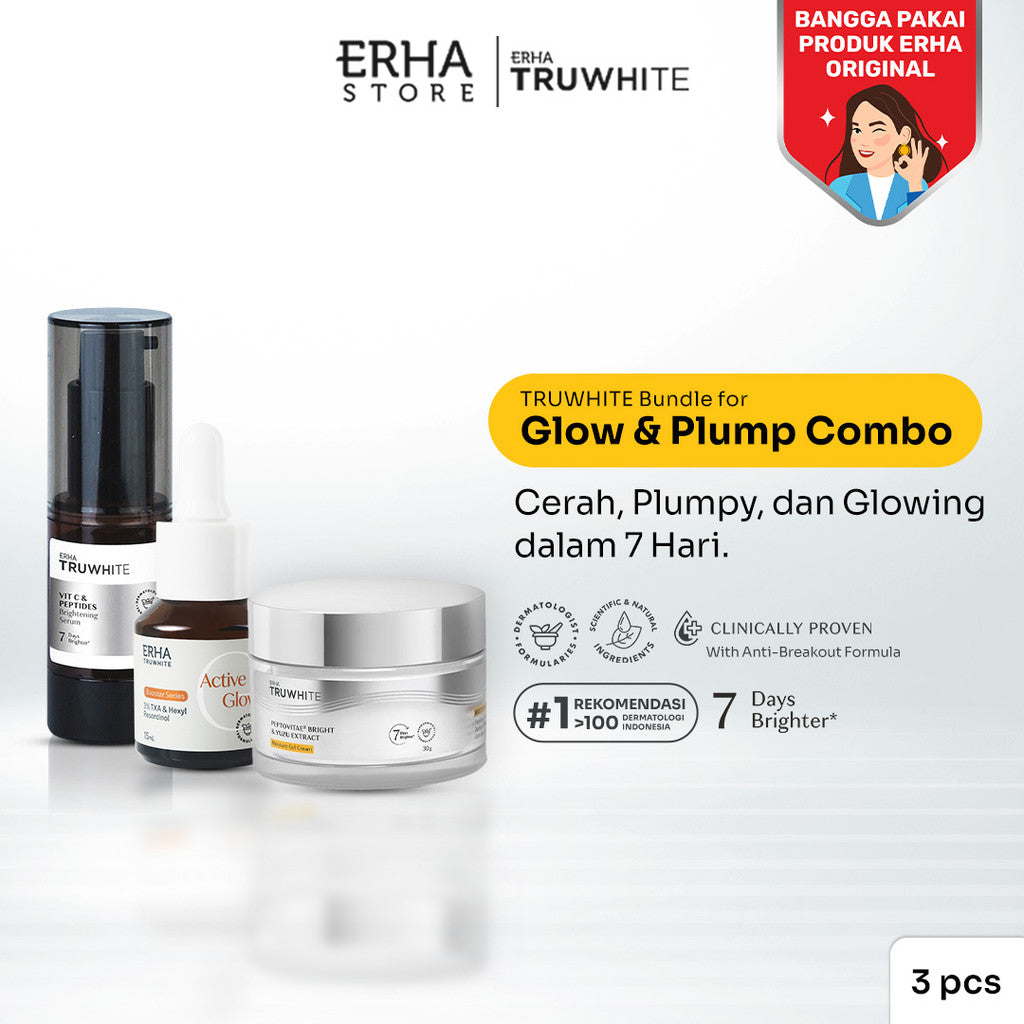 Erha Truwhite Glow & Plump Combo - 3% TXA & Hexyl Resorcinol Active Glow Booster, Vitamin C, Yuzu Brightening Moisturizer